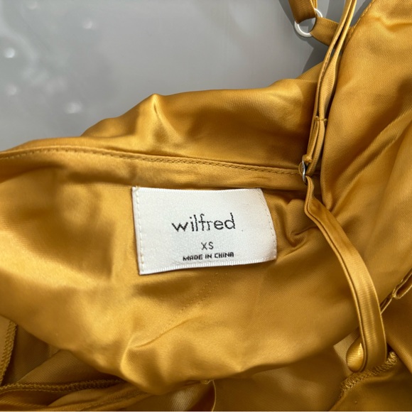 Wilfred XS Gold mini dress, satin, adjustable length - Picture 2 of 2